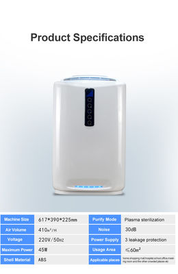 جهاز تنقية الهواء بالأشعة فوق البنفسجية المنزلي مع الحفاز الضوئي للبلازما HEPA وفلتر الكربون النشط لغرفة 60 متر مربع