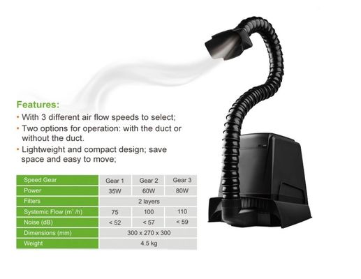 5800r / Min Desktop Mini Solder Fume Extractor
